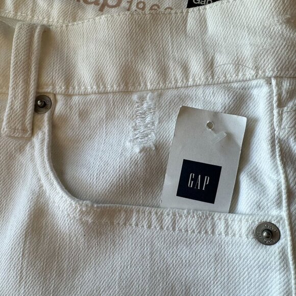 NWD GAP Slim Shorts Mid Rise Stretch White Distressed Denim Jean Shorts 26 - Picture 7 of 11